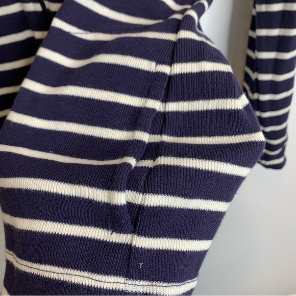 LL Bean French Sailor Stripe ZIP Hoodie Navy Blue White - Picture 3 of 5